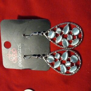 Paparazzi silver drop dangle earrings with moonstones